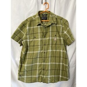 Carhartt Mens Rugged Flex Green Plaid Relaxed Fit Shirt XL